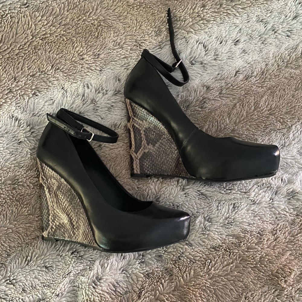 Snake Print Wedges